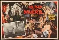 7m680 ISLAND OF THE DOOMED 17x24 Mexican LC '66 Mel Welles's La Isla de la muerte, cool border art!
