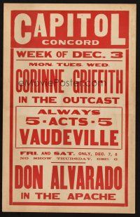 7m155 CAPITOL CONCORD DEC 3 WC '28 The Outcast, The Apache & 5 acts of vaudeville!