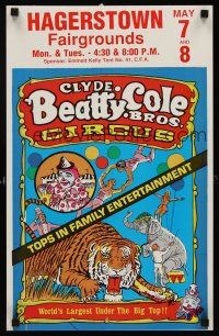 7m161 CLYDE BEATTY - COLE BROS CIRCUS WC '90 World's Largest Under The Big Top, cool art!