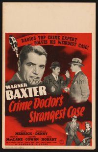 7m165 CRIME DOCTOR'S STRANGEST CASE WC '43 Warner Baxter, radio's greatest crime expert!