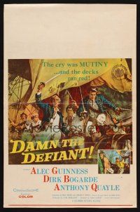 7m168 DAMN THE DEFIANT WC '62 art of Alec Guinness & Dirk Bogarde facing a bloody mutiny!