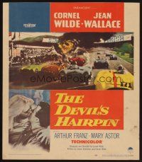 7m174 DEVIL'S HAIRPIN WC '57 Cornel Wilde, Jean Wallace, great car racing art!