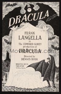 7m178 DRACULA stage play WC '77 cool vampire horror art by producer Edward Gorey!