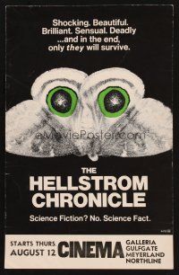 7m211 HELLSTROM CHRONICLE WC '71 cool huge moth close up image, only THEY will survive!