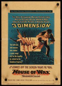 7m218 HOUSE OF WAX WC '53 cool 3-D artwork of monster & sexy girls kicking off the movie screen!