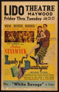 7m236 LADY OF BURLESQUE WC '43 William Wellman, sexy Barbara Stanwyck in two-piece dress!