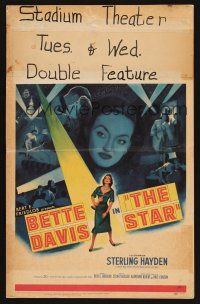 7m305 STAR WC '53 great art of Hollywood actress Bette Davis holding Oscar in the spotlight!