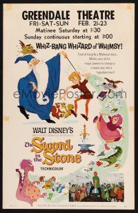 7m314 SWORD IN THE STONE WC '64 Disney's cartoon story of young King Arthur & Merlin the Wizard!