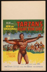 7m315 TARZAN'S FIGHT FOR LIFE WC '58 close up art of Gordon Scott bound with arms outstretched!
