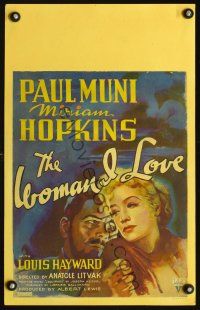 7m334 WOMAN I LOVE WC '37 close up art of Paul Muni & beautiful Miriam Hopkins!