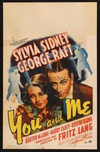 7m340 YOU & ME WC '38 directed by Fritz Lang, artwork of George Raft & Sylvia Sidney!