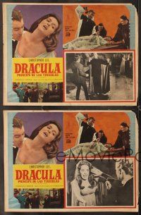 7m565 DRACULA PRINCE OF DARKNESS 4 Mexican LCs '66 vampire Christopher Lee, cool border montage!
