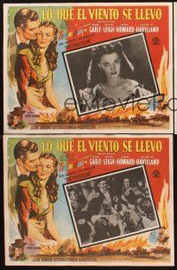 7m582 GONE WITH THE WIND 3 Mexican LCs R60s Clark Gable, Vivien Leigh, different border art!