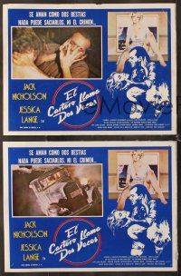 7m586 POSTMAN ALWAYS RINGS TWICE 3 Mexican LCs R80s art of Jack Nicholson & Jessica Lange by Obrero!