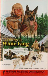7m363 CHALLENGE TO WHITE FANG pressbook '75 Lucio Fulci, cool art of German Shepherd & sled dogs!