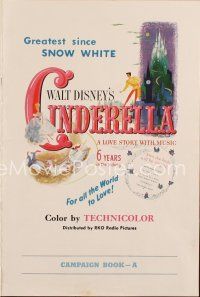 7m366 CINDERELLA set of 2 pressbooks '50 Walt Disney classic romantic musical fantasy cartoon!
