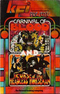 7m367 CURSE OF THE HEADLESS HORSEMAN/CARNIVAL OF BLOOD pressbook '72 cool horror double bill!