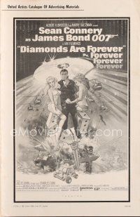 7m372 DIAMONDS ARE FOREVER pressbook '71 art of Sean Connery as James Bond by Robert McGinnis!