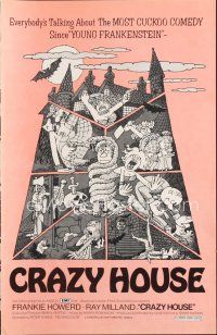 7m401 HOUSE IN NIGHTMARE PARK pressbook '73 Ray Milland, wacky art, Crazy House!