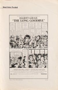7m420 LONG GOODBYE pressbook '74 Elliott Gould as Philip Marlowe, great Jack Davis artwork!