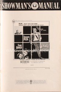 7m431 MIRAGE pressbook '65 is the key to Gregory Peck's secret in his mind, or in Baker's arms?
