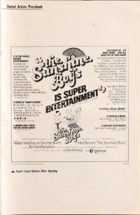7m463 SUNSHINE BOYS pressbook '75 Hirschfeld art of George Burns, Walter Matthau & Lee Meredith!