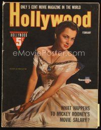 7p141 HOLLYWOOD magazine February 1941 portrait of pretty Olivia De Havilland in cool dress!