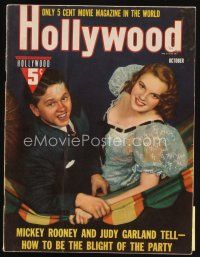 7p137 HOLLYWOOD magazine October 1940 wonderful portrait of Judy Garland & Mickey Rooney!