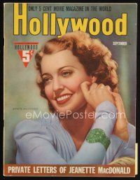 7p136 HOLLYWOOD magazine September 1940 great smiling portrait of pretty Jeanette MacDonald!