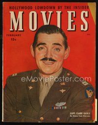 7p142 MODERN MOVIES magazine February 1944 art of Captain Clark Gable on return from overseas!