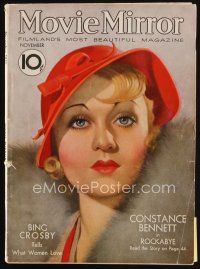 7p098 MOVIE MIRROR magazine November 1932 art of sexy Constance Bennett by John Rolston Clarke!