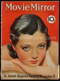 7p097 MOVIE MIRROR magazine October 1932 art of sexiest Sylvia Sidney by John Rolston Clarke!