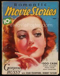 7p173 MOVIE STORY magazine August 1936 great artwork of beautiful Joan Crawford, Gorgeous Hussy!