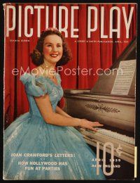 7p117 PICTURE PLAY magazine April 1939 portrait of Deanna Durbin playing piano by Bob Wallace!