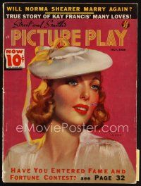 7p114 PICTURE PLAY magazine July 1938 artwork of pretty Loretta Young by Zoe Mozert!