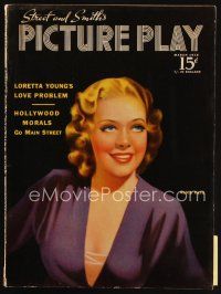 7p110 PICTURE PLAY magazine March 1938 best artwork of sexiest Alice Faye by A. Redmond!