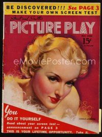 7p112 PICTURE PLAY magazine May 1938 great artwork of sexy Carole Lombard by Zoe Mozert!