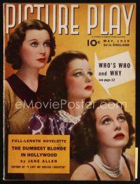 7p118 PICTURE PLAY magazine May 1939 Vivien Leigh, Joan Bennett & Hedy Lamarr, who's who!