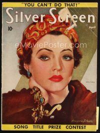 7p107 SILVER SCREEN magazine April 1937 artwork of sexy Sylvia Sidney by Marland Stone!