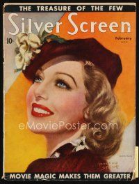 7p105 SILVER SCREEN magazine February 1937 art of pretty smiling Loretta Young by Marland Stone!