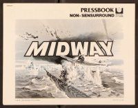 7p371 MIDWAY pressbook '76 Charlton Heston, Henry Fonda, dramatic naval battle art!
