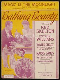 7p275 BATHING BEAUTY sheet music '44 Red Skelton, sexy Esther Williams, Magic is the Moonlight!