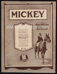 7p291 MICKEY sheet music '18 Mabel Normand on horseback, Mack Sennett, the title song!
