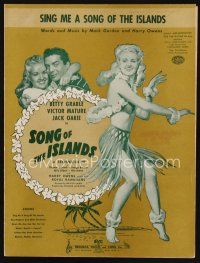 7p303 SONG OF THE ISLANDS sheet music '42 sexy Betty Grable, Sing Me a Song of the Islands!