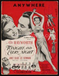 7p309 TONIGHT & EVERY NIGHT sheet music '44 full-length sexiest showgirl Rita Hayworth, Anywhere!