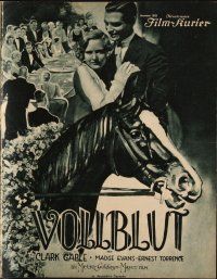 7p198 SPORTING BLOOD German program '32 Clark Gable, Madge Evans, great horse racing images!