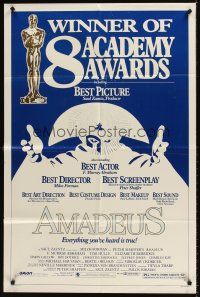 7r032 AMADEUS 1sh '84 Milos Foreman, Mozart biography, winner of 8 Academy Awards!