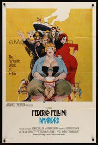 7r033 AMARCORD int'l 1sh '74 Federico Fellini classic comedy, Juliano Geleng artwork!