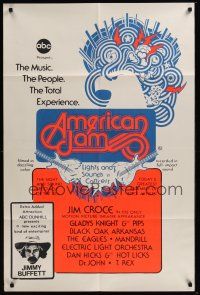 7r035 AMERICAN JAM 1sh '70s ABC music concert, cool artwork, Jimmy Buffett, ELO & Jim Croce!