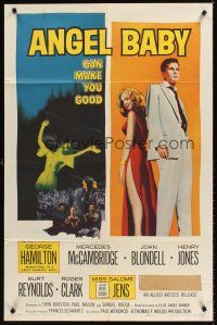 7r042 ANGEL BABY 1sh '61 full-length George Hamilton standing with sexiest Salome Jens!